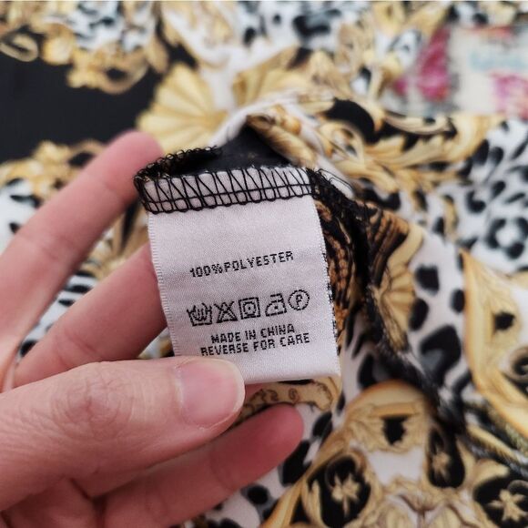 Adore Leopard and Gold Scroll Versace Inspired Tunic Shirt Small - Picture 7 of 9